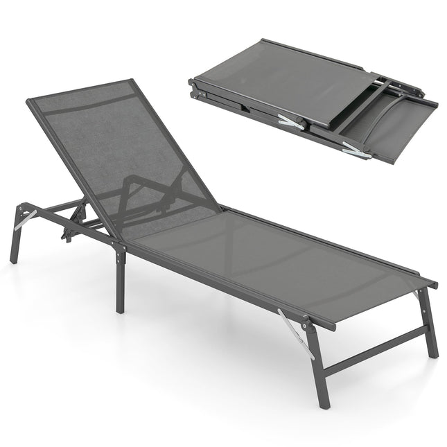 Bain de soleil pliable, dossier inclinable à 5 positions, capacité de charge de 160 kg