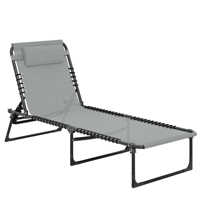 Transat pliant, réglable, structure en acier, gris clair