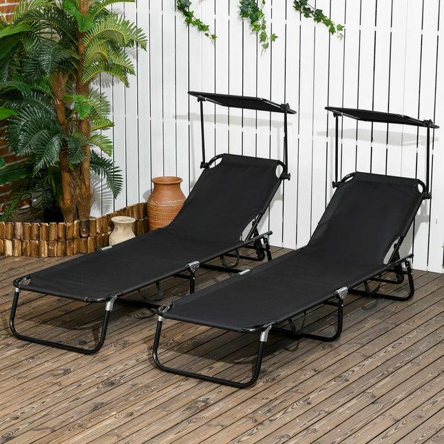 Ensemble de bain de soleil pliable avec auvent et dossier réglable