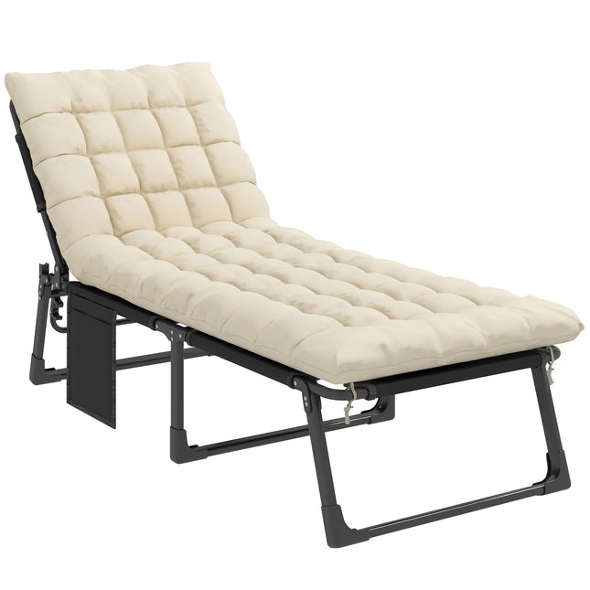 Chaise longue pliante avec dossier et coussin réglables