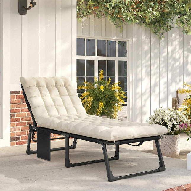 Chaise longue pliante avec dossier et coussin réglables