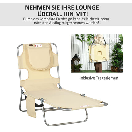 Bain de soleil pliable avec dossier réglable et trou pour le visage