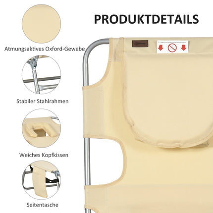 Bain de soleil pliable avec dossier réglable et trou pour le visage
