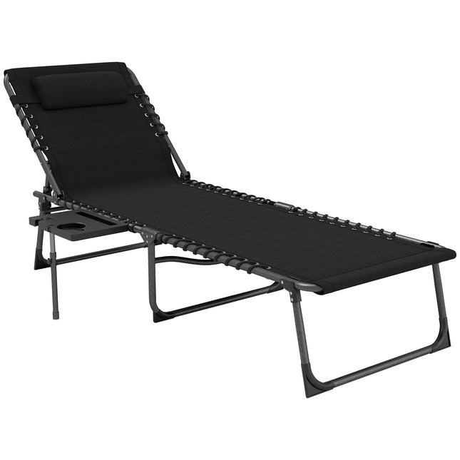 Chaise longue pliante avec dossier et oreiller réglables