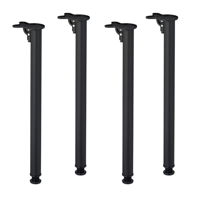Pieds de table pliables, lot de 4 - Ronds en métal, pour meubles à monter soi-même