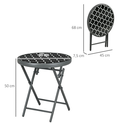 Klappbarer Beistelltisch mit schwarzer Glasplatte – 45x45x50 cm Camping