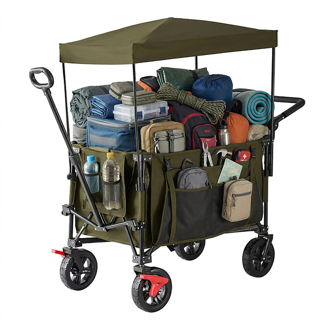 Chariot pliant avec auvent, capacité 200 L, charge maximale 150 kg
