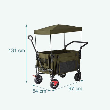 Faltbarer Bollerwagen mit Dach, 200L Fassungsvermögen, 150kg Tragkraft