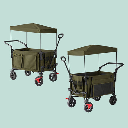 Faltbarer Bollerwagen mit Dach, 200L Fassungsvermögen, 150kg Tragkraft