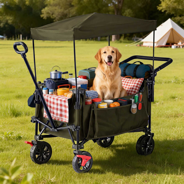 Chariot pliant avec auvent, capacité 200 L, charge maximale 150 kg