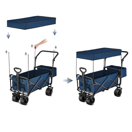 Bollerwagen, Blau, 120 l Fassungsvermögen