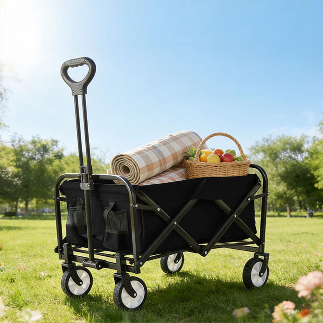 Chariot pliable pour la plage, le camping, le shopping - Grande capacité