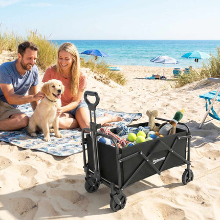 Chariot pliable avec poignée réglable, capacité de 68 kg, noir