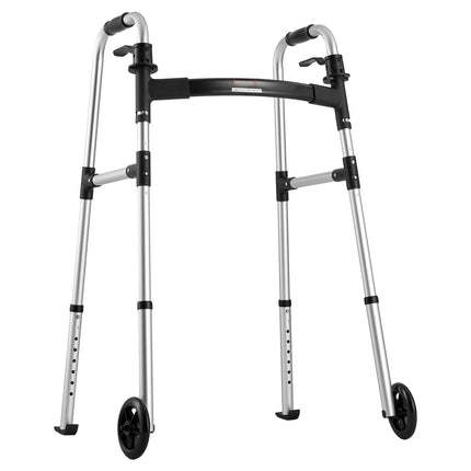 Folding Walker With Front Wheels, 8-Level Height, 350 lb