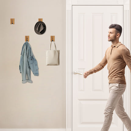Ensemble de crochets muraux pliables en bambou, design compact