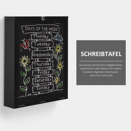 Klappbarer Wandsekretär mit Kreidetafel, Schwarz 60x94,5x147 cm