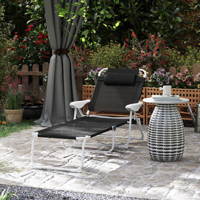 Chaise longue de jardin pliable et résistante aux intempéries, dossier réglable
