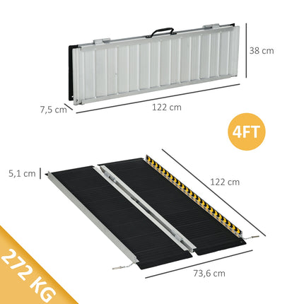 Rampe d'accès pliable pour fauteuil roulant, surface antidérapante, portable en aluminium