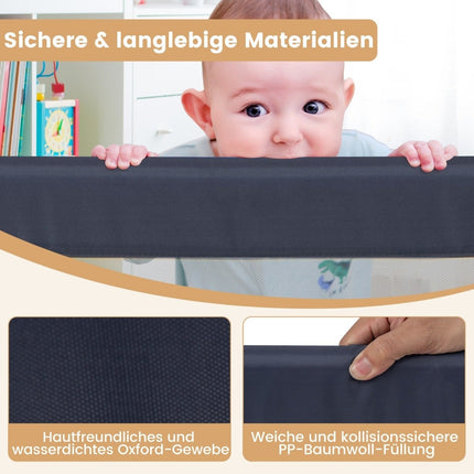 Barrière de lit pliante avec sangles pliantes réglables et pliables en un clic, barrière de lit 150 x 42 cm gris