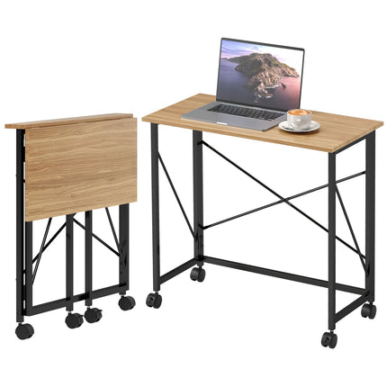 Klappbarer Schreibtisch mit Rollen, platzsparend, Stahl, MDF
