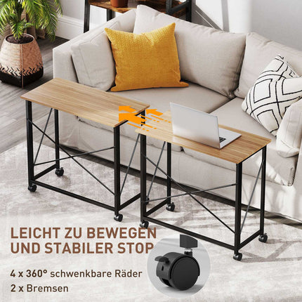 Klappbarer Schreibtisch mit Rollen, platzsparend, Stahl, MDF
