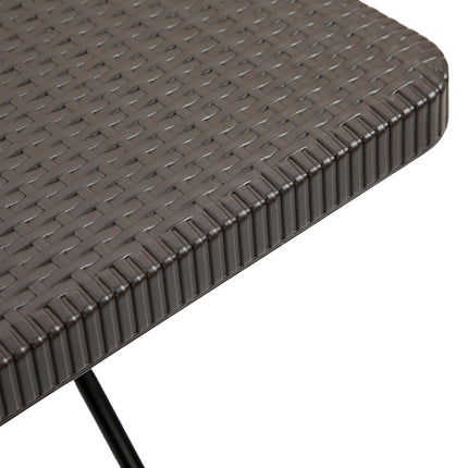 Klappbarer Gartentisch, Kunststoff & Metall, 60x60x74cm, Braun