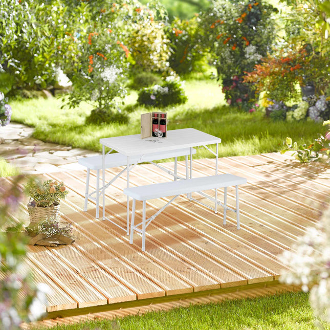 Table de jardin pliante, réglable en hauteur