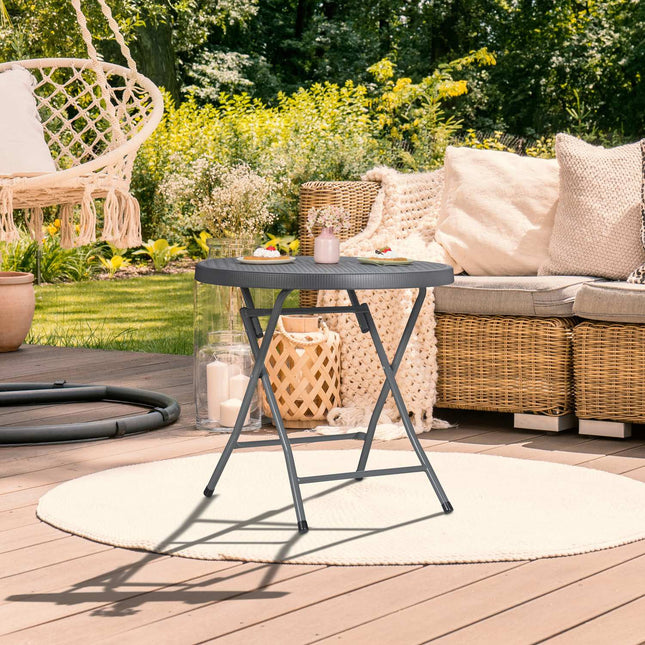 Table de jardin pliante aspect rotin
