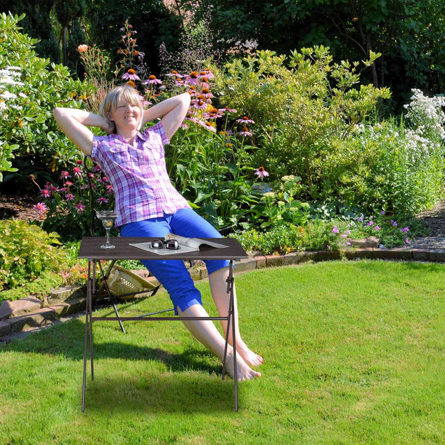Table de jardin pliante aspect bois