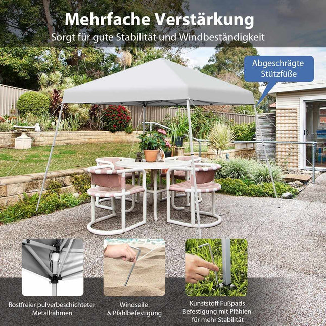 Tonnelle pliante 3 m x 3 m grand auvent pliable blanc avec sac de transport avec réglage en hauteur sur 3 niveaux