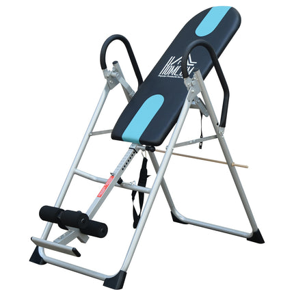 Table d'inversion pliante avec ceinture de sécurité réglable en acier en argent-noir |
