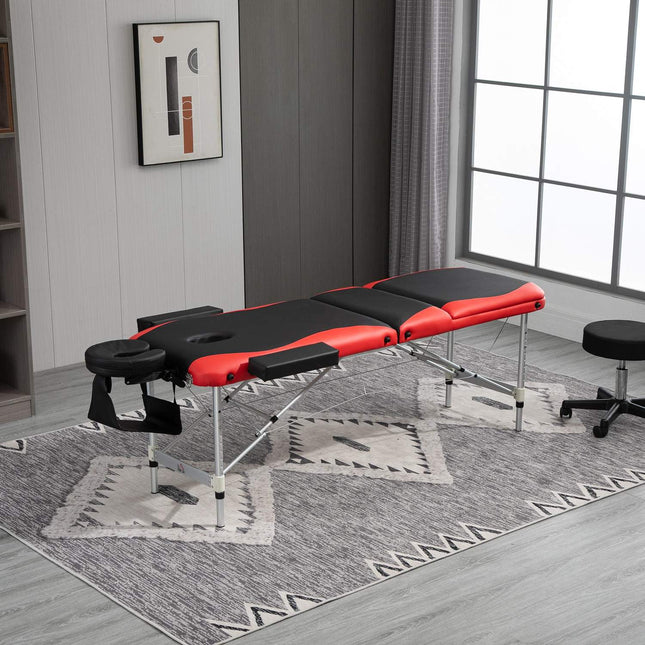 Tables de massage pliantes, table de massage réglable en hauteur avec appui-tête 215 x 60 x 61-84 cm, aluminium & mousse, idéales pour les cosmétiques