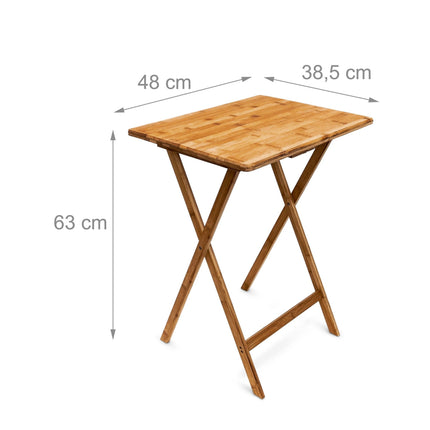 Folding side table in bamboo