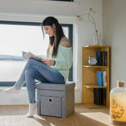 Klapphocker aus Leinen mit Fach