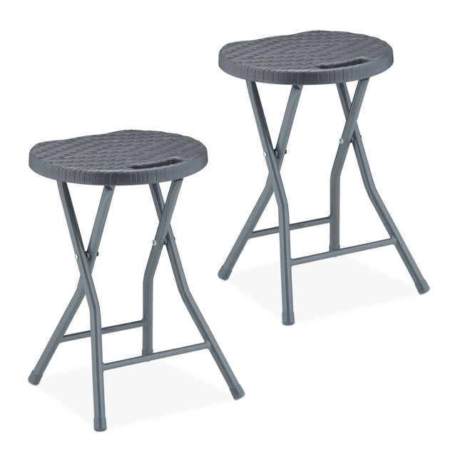 Tabouret pliant en rotin - lot de 2