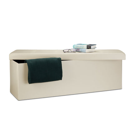 Banc de rangement pliable en cuir artificiel