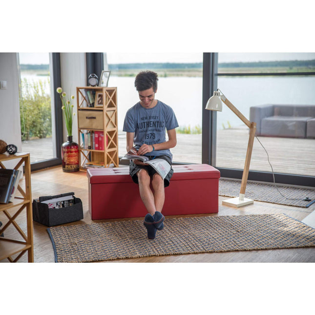 Banc de rangement pliable en cuir artificiel