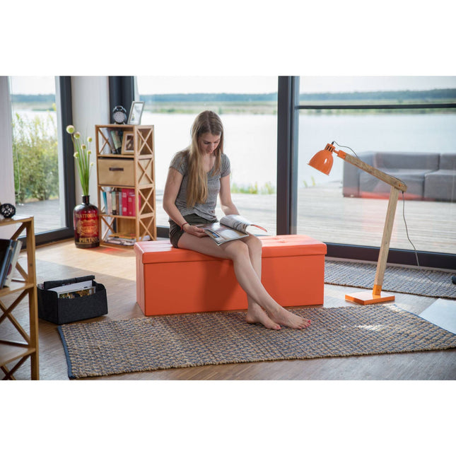 Banc de rangement pliable en cuir artificiel