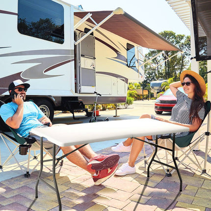 Table pliante table de camping pliante table de jardin blanc 153 cm x 74 cm x 74 cm