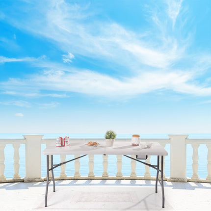 Table pliante table de camping pliante table de jardin blanc 153 cm x 74 cm x 74 cm