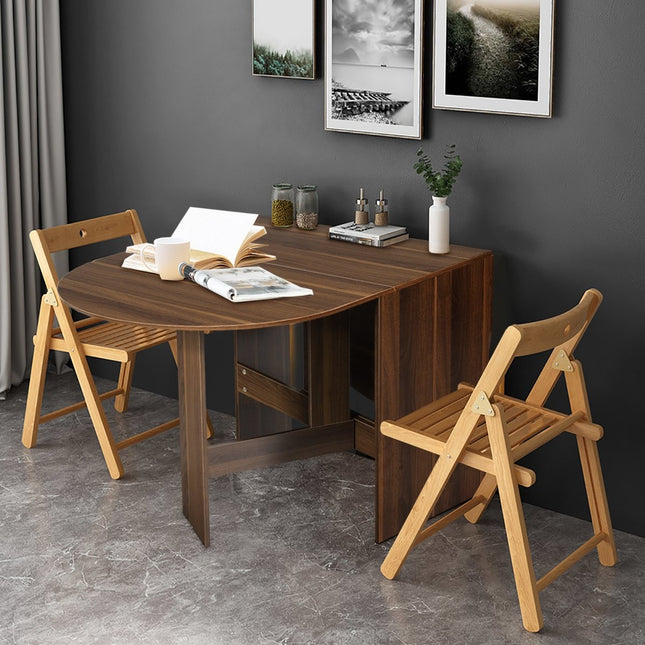 Table pliante table de balcon ronde table de jardin pliante bois marron