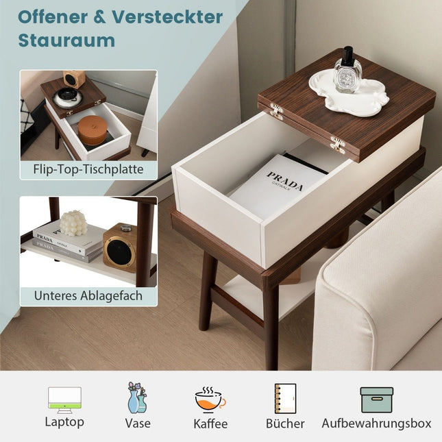 Table basse pliante avec plateau rabattable à 180° 60 x 30 x 60 cm marron foncé