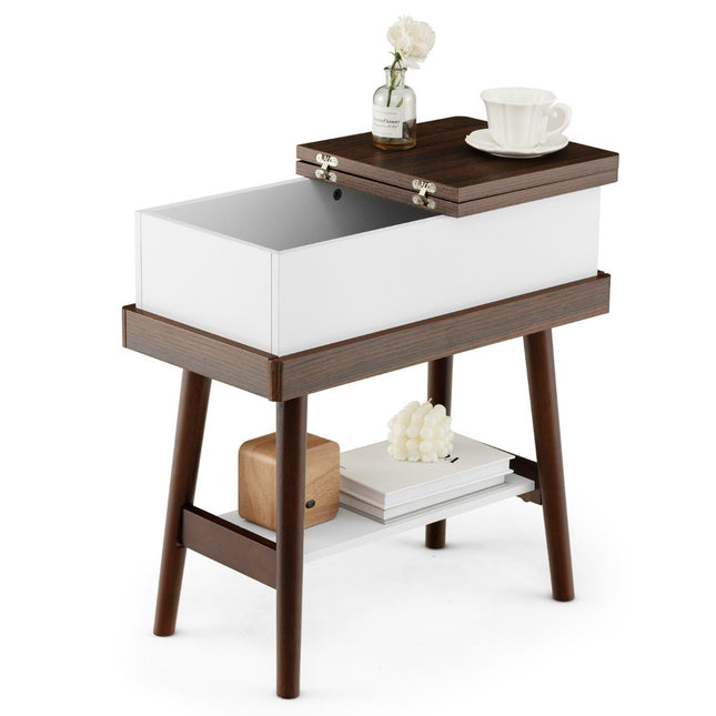 Table basse pliante avec plateau rabattable à 180° 60 x 30 x 60 cm marron foncé