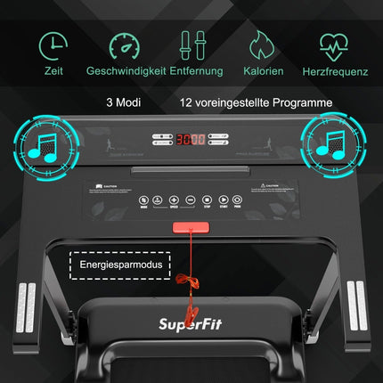 Tapis de course pliable pour la maison avec haut-parleur Bluetooth, écran LED et support pour appareil Argenté