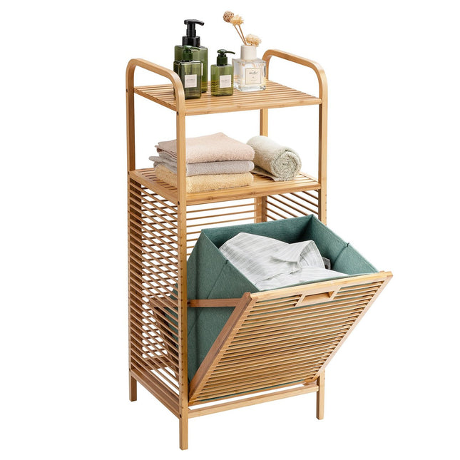 Panier à linge dépliant Panier à linge dépliant étagère de salle de bain 40,5 x 33 x 95,5 cm naturel