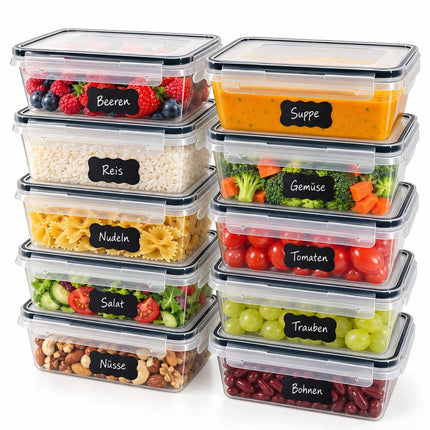 Food Storage Container Set of 10 with Airtight Click Lids, Freezer Safe, Clear