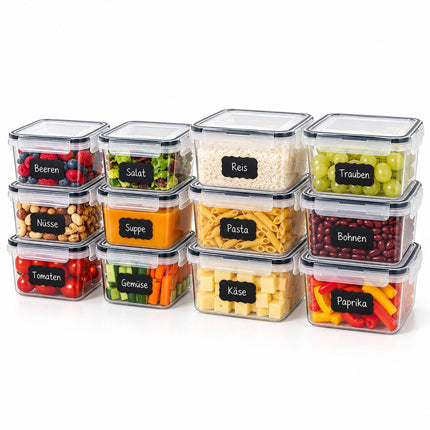 Food Storage Container Set of 12 with Airtight Click Lids, Freezer Safe, Clear