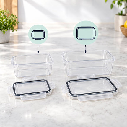 Food Storage Container Set of 12 with Airtight Click Lids, Freezer Safe, Clear