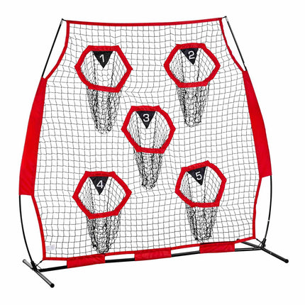 Football Throwing Net 6x6 ft, 5 Target Pockets, Carry Bag