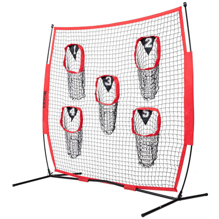 Football Throwing Net 7x7 Ft, 5 Target Pockets, Carry Bag